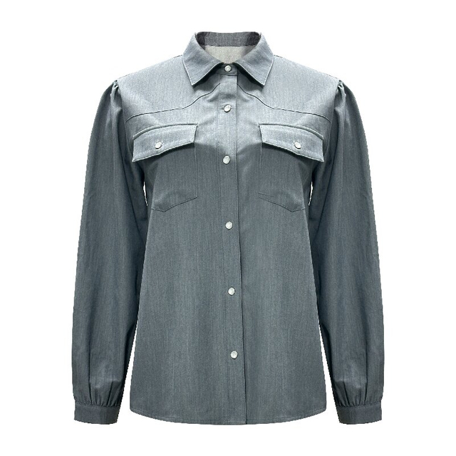Collared Shirt with Pockets | Women's Long Sleeve High-End Office Blouse