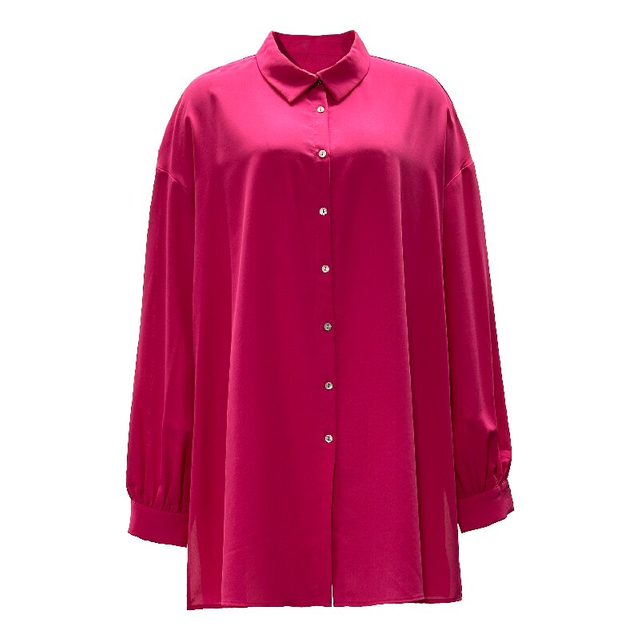 Rose Red Shirt Dress | Women's Long Sleeve Loose Daily Office Dress