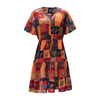 ladies summer short sleeve eye-catch printed plaid patchwork boho tropical dress