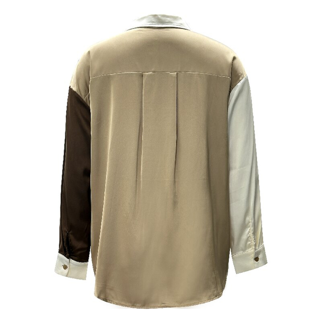 Patchwork Mixed Color Blouse | Women's Chic Daily Date Weekend Office Eclectic Shirt