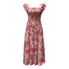 Printed Ruffled Spaghetti Strap Dress | Women's Slimming Summer Vacation Bright Dress