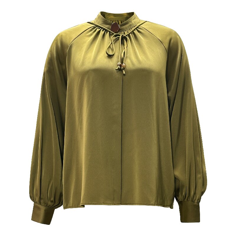 Luxury Stand Collar Tie-Up Shirt | Women's Elegant High-End Long Sleeve Blouse