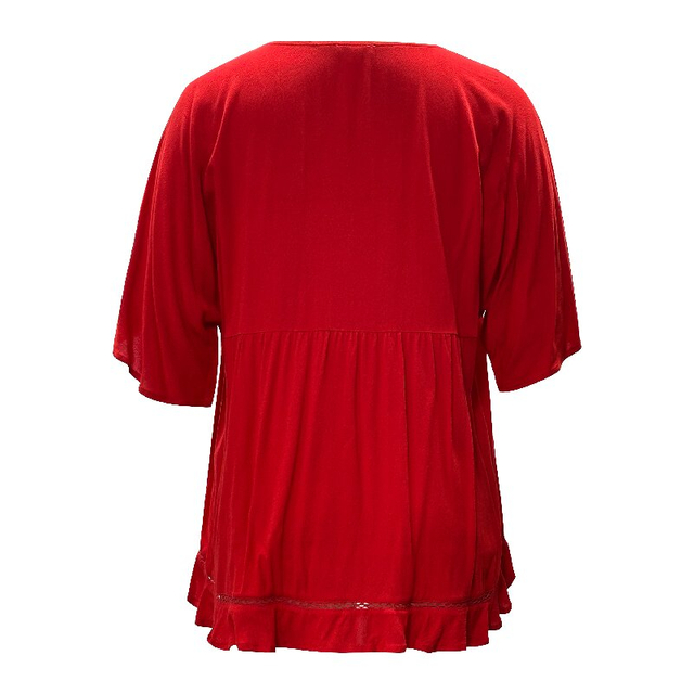 Solid Red Short Sleeve Top | Women's Summer Daily Casual Shirt