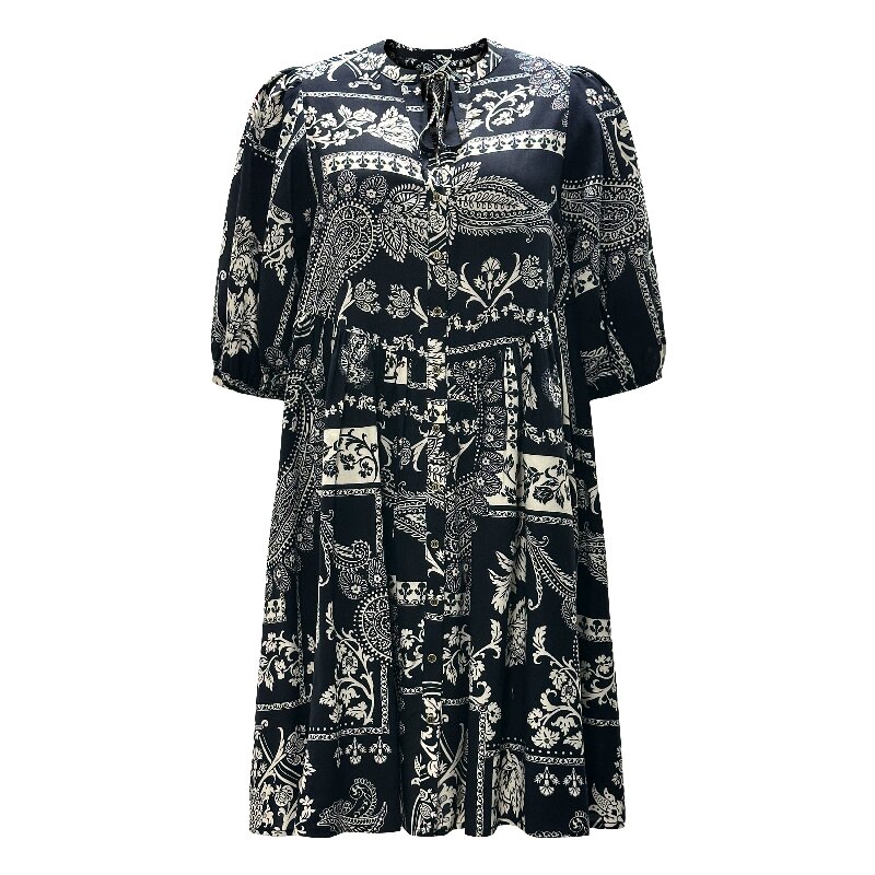 Printed Black Boho Dress | Women's Summer Tropical Vacation Dress