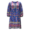 Tropical Printed Boho Beach Dress | Women's Round Neck Mid-Sleeve Loose Summer Resort Dress