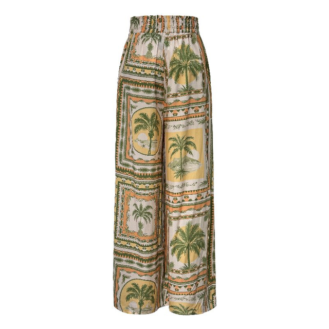 Beach Boho Pants - Loose Wide Leg Lightweight Printed Summer Pants