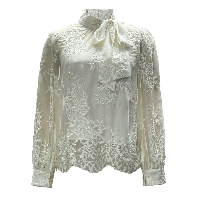 Sheer Mesh Jacquard Shirt - Chic Daily Date Night Party Blouse