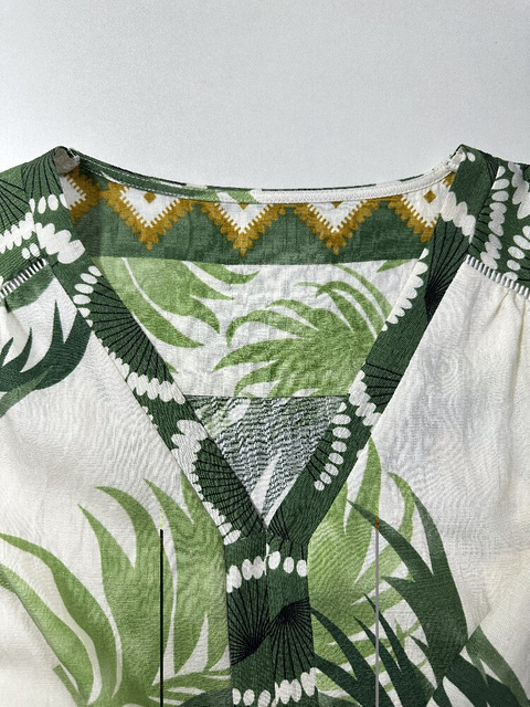 Women Summer Printed Beach V-neck Short Sleeve Dress