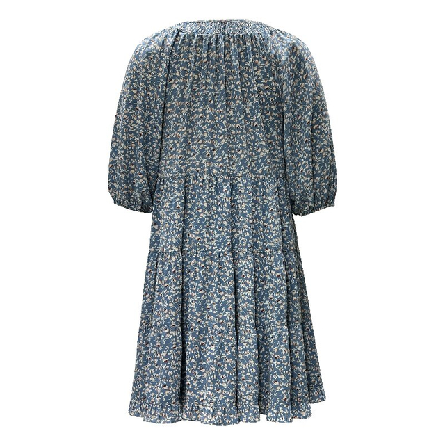 Lantern Short Sleeve V-neck Printed Dress | Women's Summer Daily Casual Short Sleeve Dress with Lining