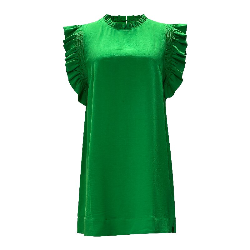 Green Sleeveless Ruffle Dress | Women's Lightweight Summer Chic Elegant Dress