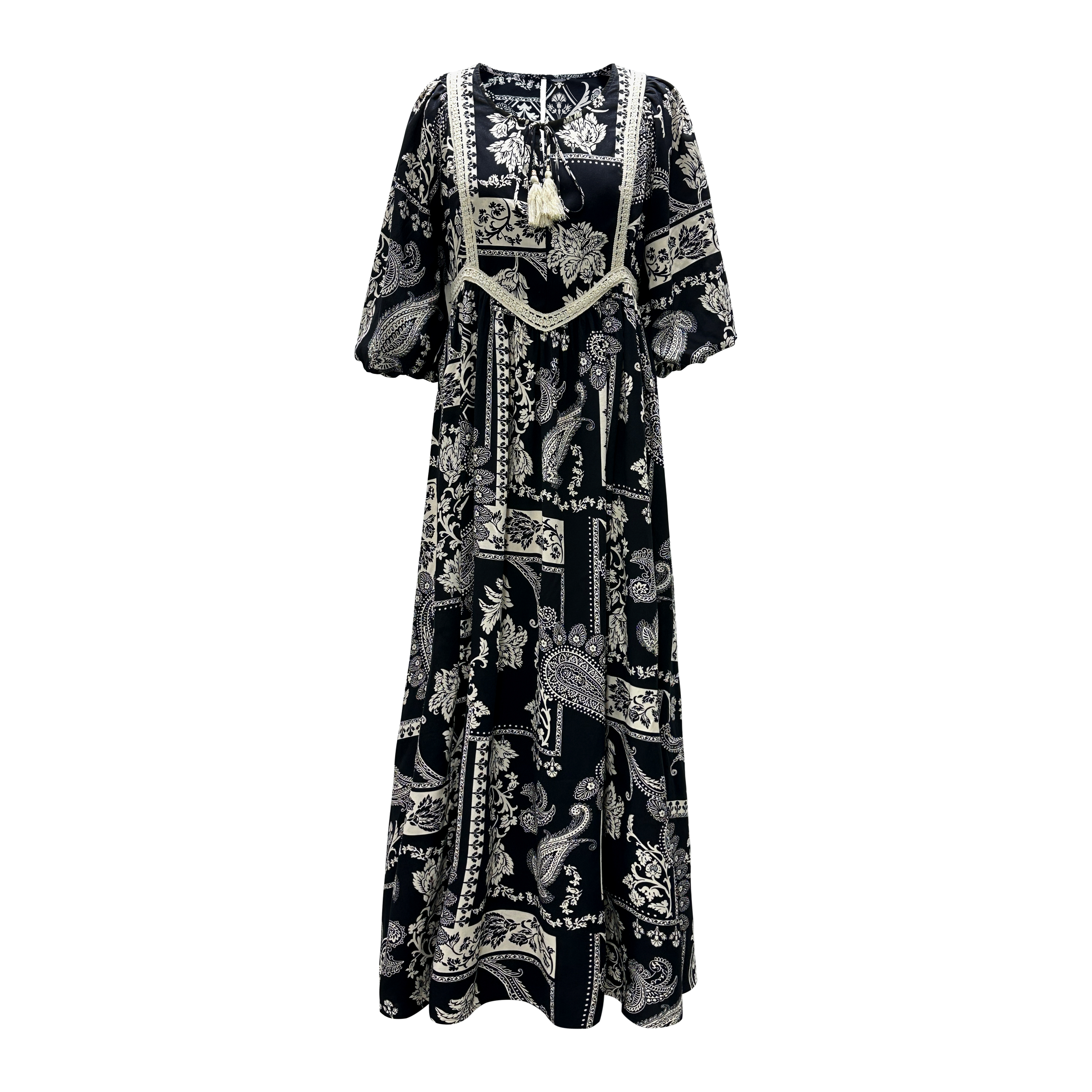 Printed Black Maxi Dress | Women's Elegant Summer Dress