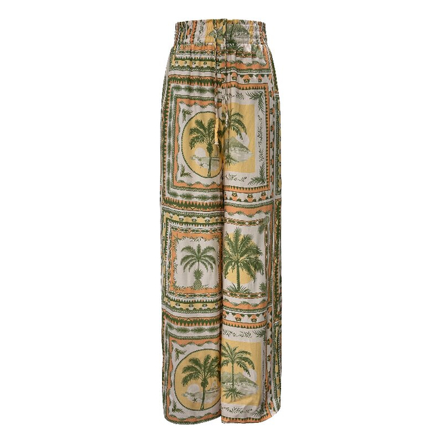 Beach Boho Pants - Loose Wide Leg Lightweight Printed Summer Pants