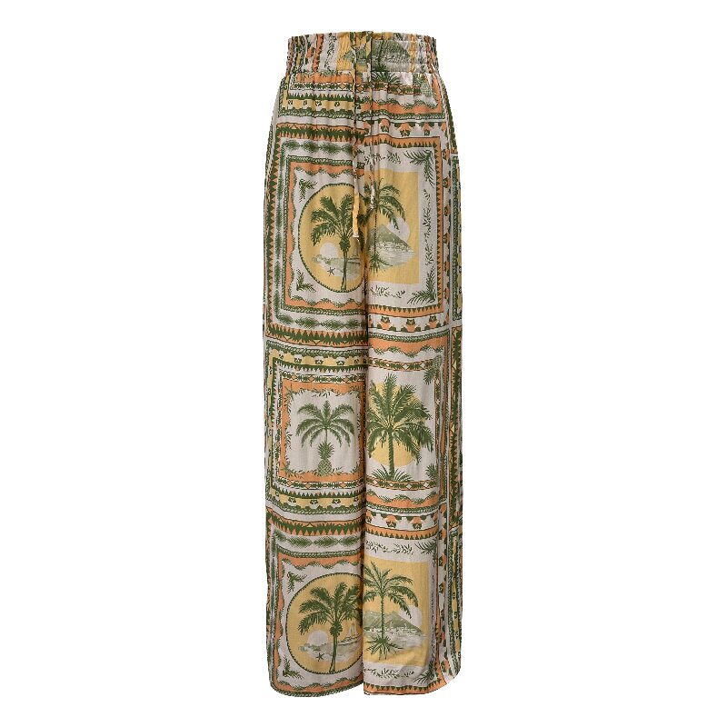Beach Boho Pants - Loose Wide Leg Lightweight Printed Summer Pants