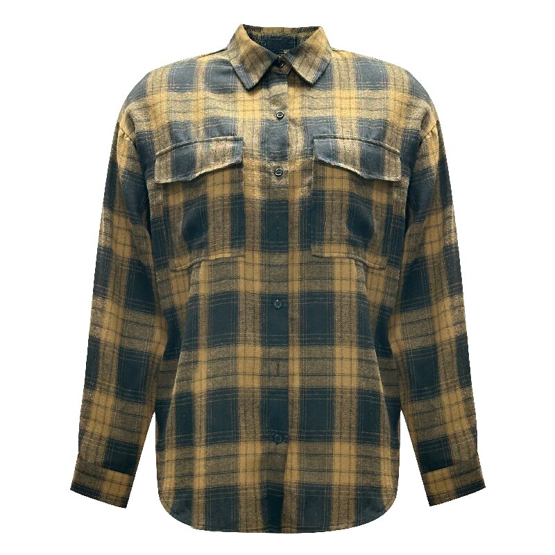 Vintage Plaid Shirt with Pockets | Women's Loose Long Sleeve Daily Workwear Top