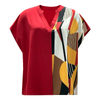 V-Neck Patchwork Blouse | Women's Short Sleeve Summer Chic Casual Top