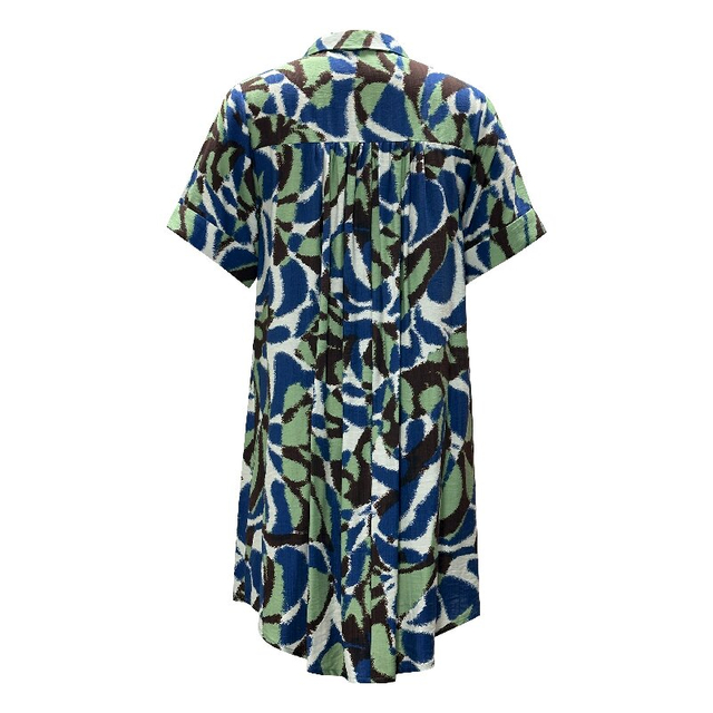Printed Boho Resort Dress | Women's Short Sleeve Collared Vacation Dress