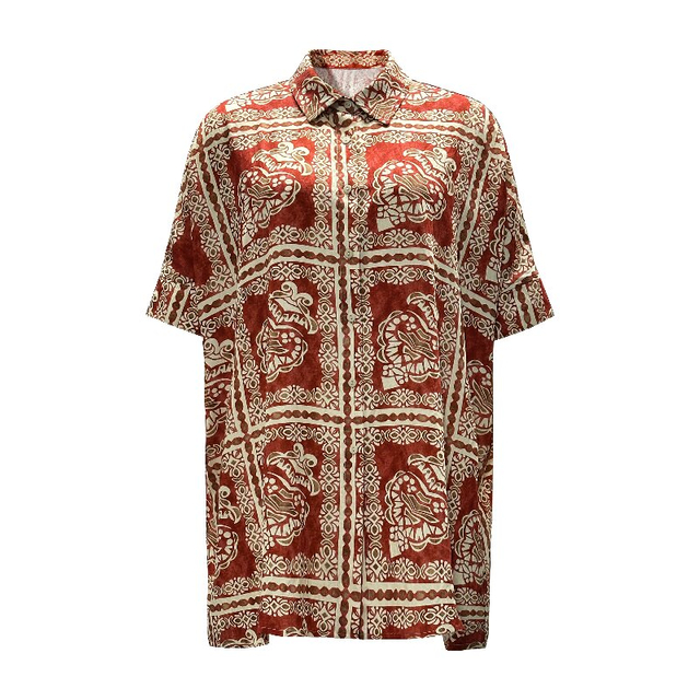 Women summer oversized loose short sleeve printed blouse vacation beach resort tops