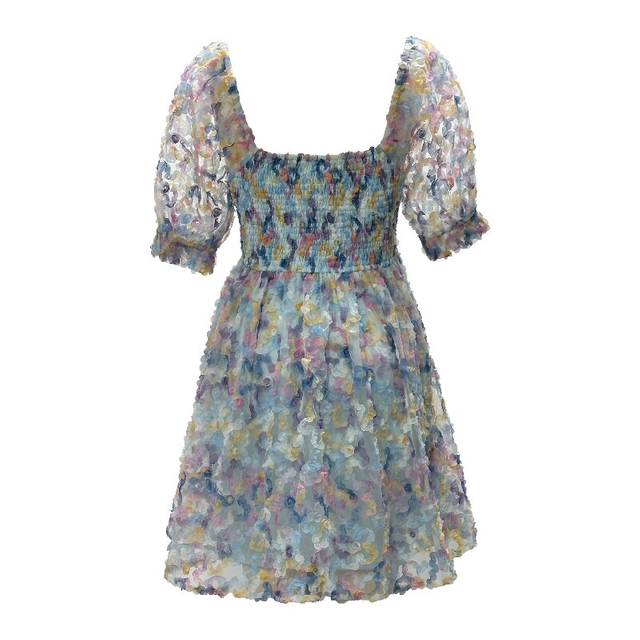 Gradient Square Neck Dress | Women's Mesh Embroidered Sweet Fashion Party Dress