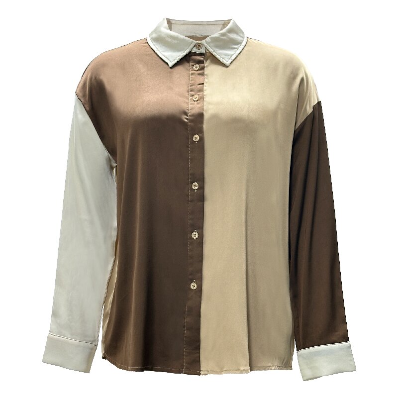 Patchwork Mixed Color Blouse | Women's Chic Daily Date Weekend Office Eclectic Shirt