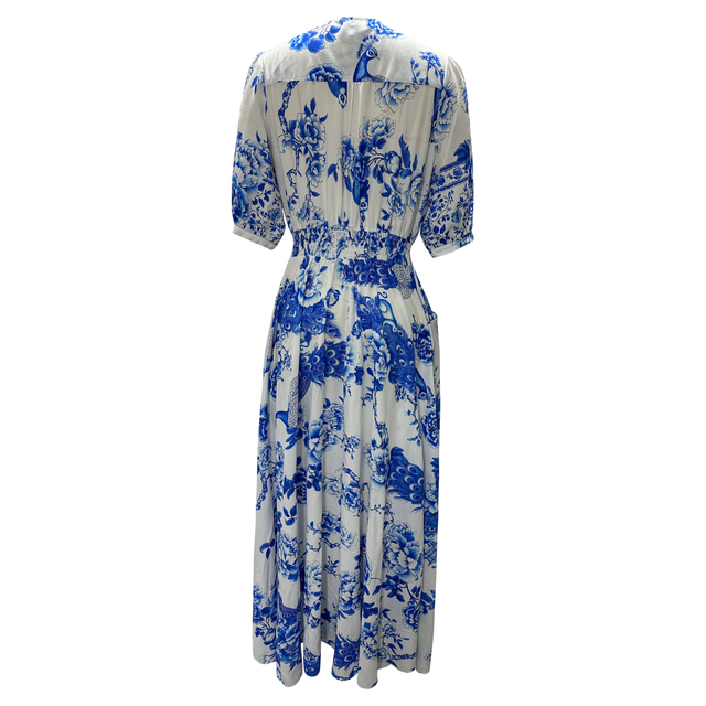 Summer Maxi Dress - Short Sleeve Floral Print for Women