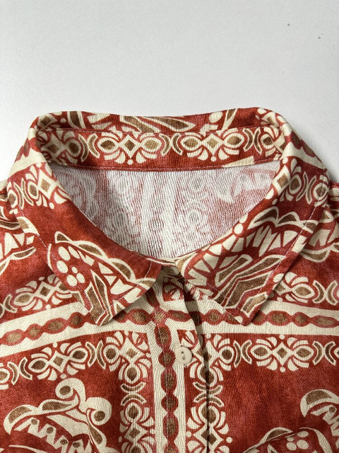 Women summer oversized loose short sleeve printed blouse vacation beach resort tops