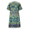 Printed Boho Beach Dress | Women's Round Neck Short Sleeve Loose Summer Resort Dress