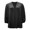 Lantern Sleeve V-Neck Blouse | Women's Lightweight Black Top for Daily Date Work Weekend