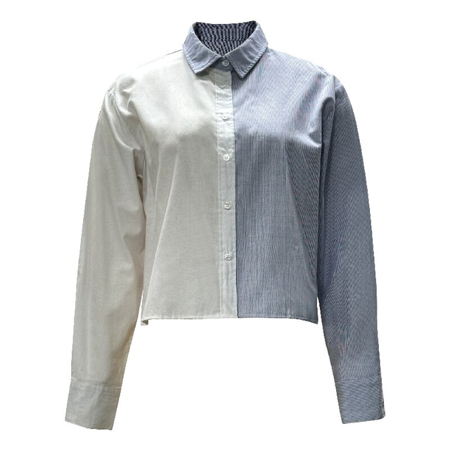 Color-Block Long Sleeve Shirt | Women's Chic Daily Office Blouse