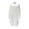 Women Sexy White See-through Short Sleeve Button Shirt Cover-up Lightweight Dress