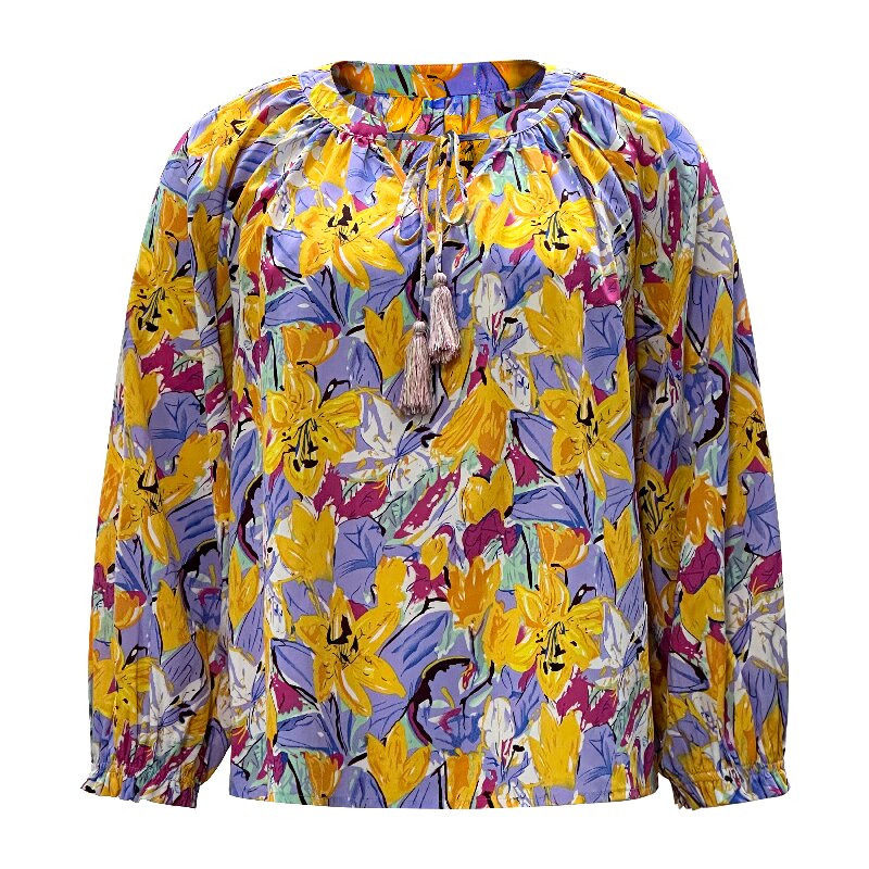 Printed Loose Blouse | Women's French Style Everyday Shirt Travel Comfortable Blouse