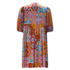 Printing Ethnic Boho Dress - Round Neck Tie Detail Loose Summer Dress