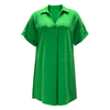 Solid Green Collared Dress | Women's Lightweight Short Sleeve Loose Summer Dress