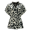 Cow Print Tie-Waist Shirt | Women's Summer V-Neck Slimming Short Sleeve Blouse