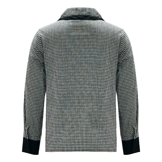 Black and White Checkered Shirt | Women's Slim-Fit Long Sleeve Fashion Blouse