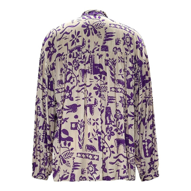 Printed Round Neck Blouse | Women's Lightweight Long Sleeve Office Casual Top