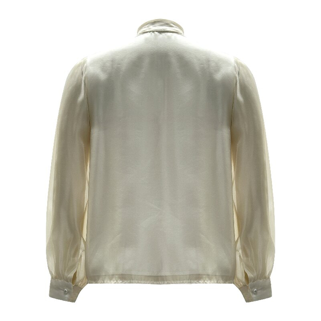 Solid Color Tie-Up Blouse | Women's High-End Elegant Long Sleeve Spring Summer Top