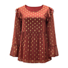 Women's Polka Dot Blouse - Round Neck Long Sleeve Casual Wear Top