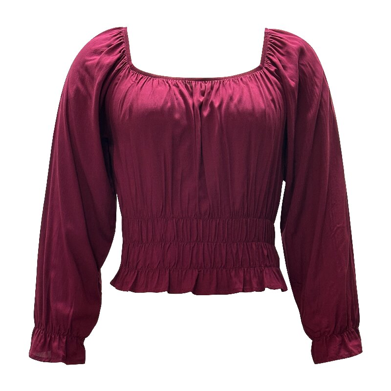 Square Neck Slim Top | Women's Long Sleeve Spring Daily Office Blouse