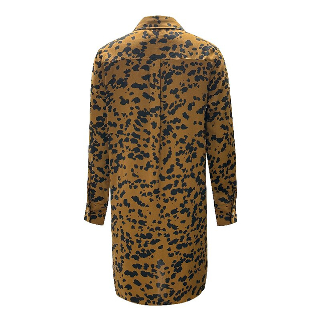 Leopard Shirt Dress | Women's Long Sleeve Pocket Chic Fashion Dress