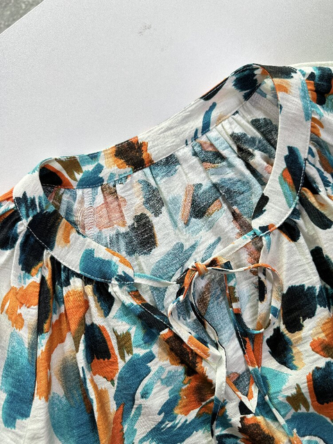 French Long Sleeve Blouse | Women's Round Neck Loose Casual Printed Shirt