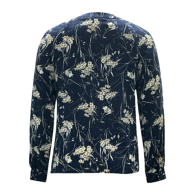 Spring Summer Blouse - Regular Slim Fit Printed Long Sleeve Casual Top