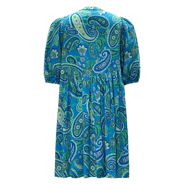 Blue Tropical Boho Dress | Women's Loose Short Sleeve Summer Resort Printing Dress