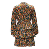 Printed Tiered Dress | Women's European Style Long Sleeve Waist-Cinching Dress
