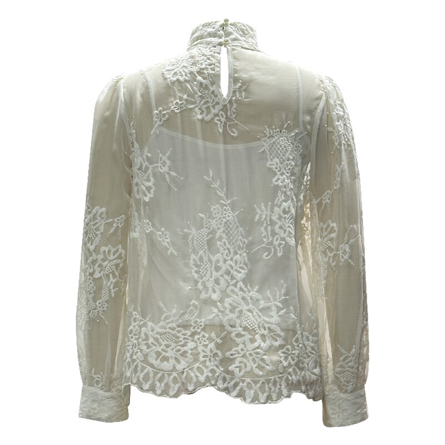 Sheer Mesh Jacquard Shirt - Chic Daily Date Night Party Blouse