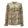 Vintage Printed Ruffle Blouse | Women's Long Sleeve Fashion Shirt