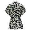 Cow Print Tie-Waist Shirt | Women's Summer V-Neck Slimming Short Sleeve Blouse