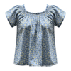 Printed Blue Short Top | Women's Short Sleeve Summer Vacation Casual Daily Top