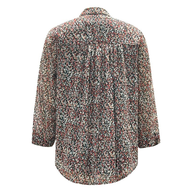 Daily Casual Printed Blouse - V-Neck Collar Long Sleeve Women's Top