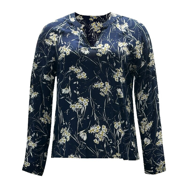 Spring Summer Blouse - Regular Slim Fit Printed Long Sleeve Casual Top