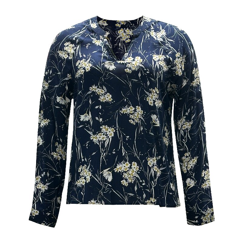 Spring Summer Blouse - Regular Slim Fit Printed Long Sleeve Casual Top